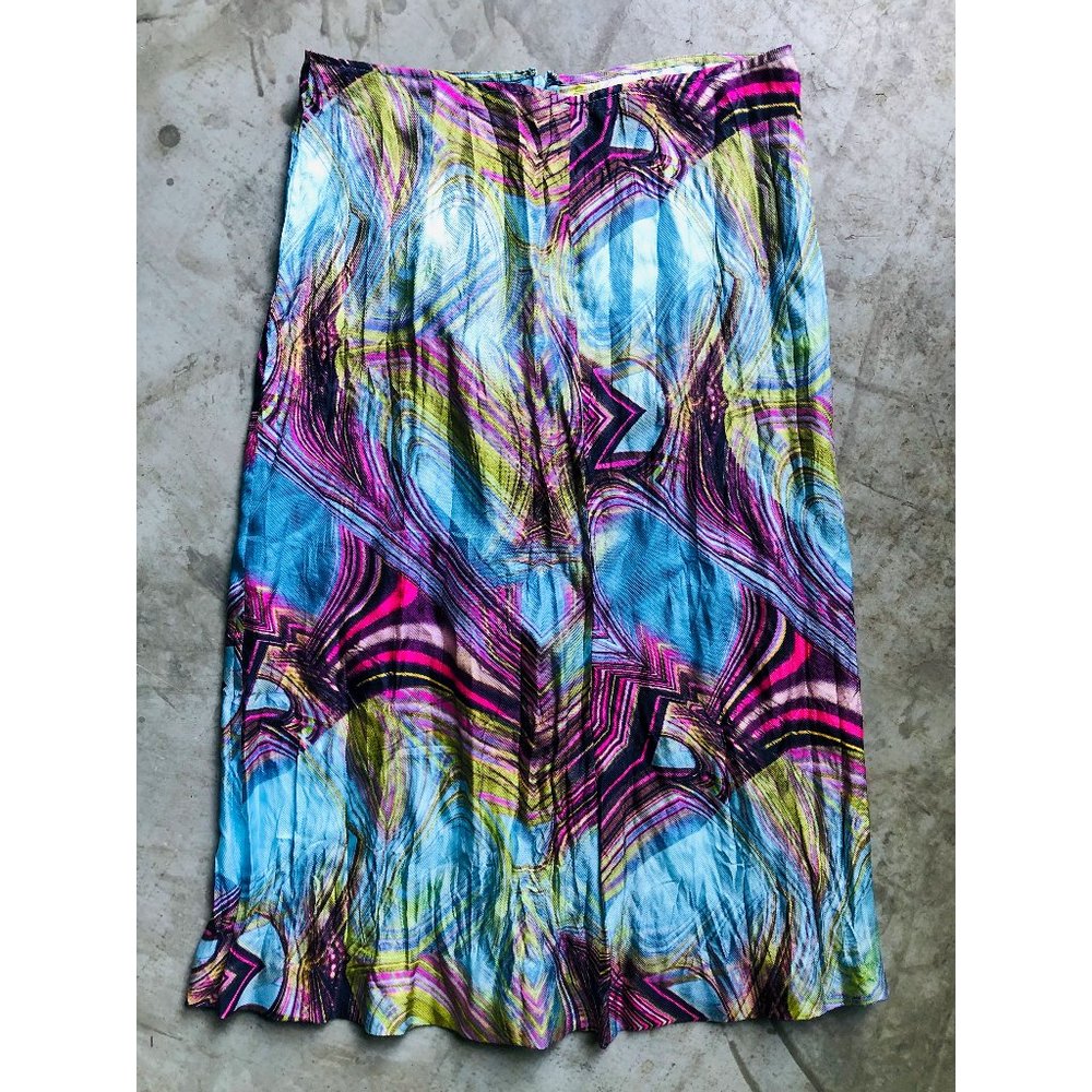vintage Roberto Cavalli ruched psychedelic midi skirt Sz 38